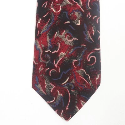 Enrico Coveri 领带男式 56 英寸红色意大利丝绸抽象漩涡动力商务 — 第 1/4 张图片
