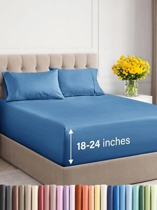 Extra Deep Twin XL Sheet Set - 4 Piece Breathable and Cooling Sheets - Hotel ... - Picture 1 of 9