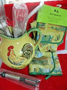 Country Rooster And Sunflower 8 Inch Tall  Pitcher  UTENSILS AND LINENS INCLUDED - Picture 1 of 12
