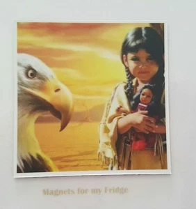 INDIAN CHILD & EAGLE 'Dreamtime' FRIDGE MAGNET - CLEARANCE ITEM - M181 - Imagen 1 de 1