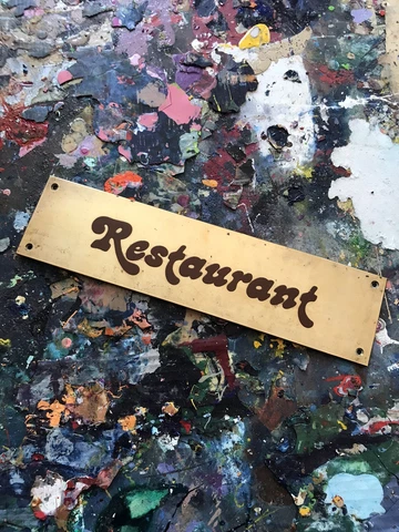 Vintage 1970's Restaurant Brass Door Sign Cover