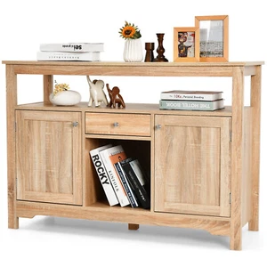 Buffet Server Sideboard Wine Cabinet Console Table Dining Room w/Storage Natural - Picture 1 of 8