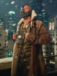 Bane Jacket Genuine Cow Hide Leather Buffing Brown Trench Coat Dark Knight Rises - Picture 1 of 8