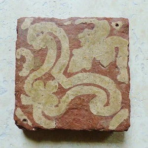 15th CENTURY SUPERB MEDIEVAL EARTHENWARE ENCAUSTIC FLOOR TILE ( #7 ) - Picture 1 of 7