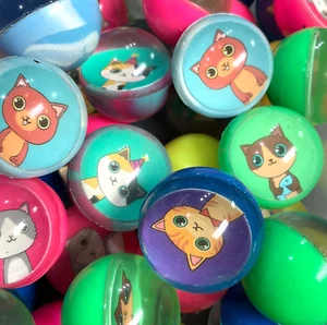 12 palline rimbalzanti in gomma mix gattino gatto: regali divertenti - bomboniere ~ 1" 27 mm - Foto 1 di 7