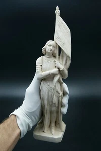 † 1900's SAINT JOAN OF ARC PLASTER STATUE PIERACCINI PELISSIER CHALKWARE FRANCE† - Picture 1 of 12