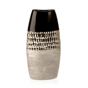 Vase Blumenvase aus Keramik Anthrazit Silber 26cm-2430 - Bild 1 von 1