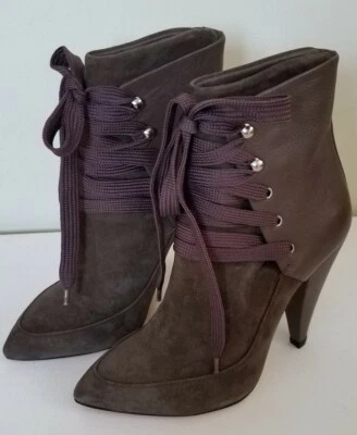 NUEVO NUEVO SIN CAJA BOTÍN KANSAS CON CORDONES por IRO MARRÓN CUERO/GAMUZA TALLA 36 - 6 Foto 1 de 4