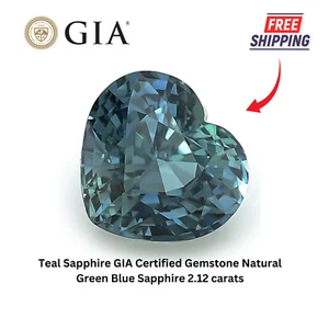Türkisfarbener Saphir GIA-zertifizierter Edelstein natürlicher grüner blauer Saphir 2,12 Karat - Bild 1 von 6