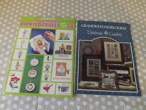 Lot 2 Teach Yourself Counted Cross Stitch Pamphlet LA & Grandma's Heirlooms - Picture 1 of 3