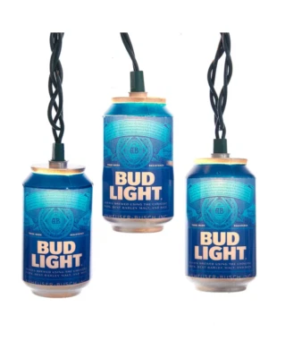 10-Light BUD LIGHT CAN LIGHT SET AMERICA'S BEST LOVED BEER Adler NEW AB9132 - Image 1 of 4