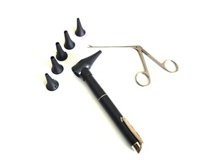 NEGRO Otoscopio LED Diagnóstico + Cocodrilo ENT EAR NOSE Fórceps - Imagen 1 de 2