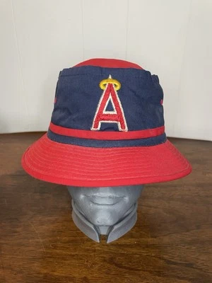 Vtg Anaheim Angels MLB Baseball Bucket Hat Sz M 80’s/90’s Blue Red - Image 1 of 4
