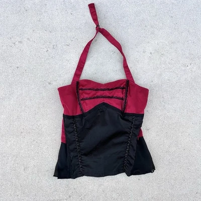 Corsé Top Vintage Y2K Tripp NYC Mujer Pequeño Gótico Encaje Grunge 14x14 Halter Foto 1 de 4
