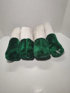 Golf Club Head Covers Kelly Green & White Driver 1, 3, 5, X Fuzzy Plush Slip On - Picture 1 of 5
