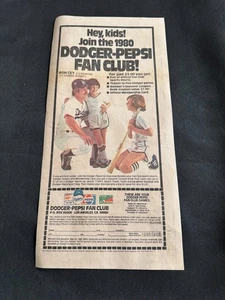 #03 PEPSI DODGERS FAN CLUB Sección de Cómics Dominicales Anuncio Ron Cey 1980 - Imagen 1 de 1