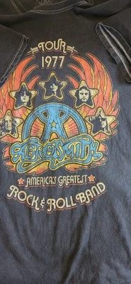 Vintage Style Aerosmith 1977 Tour Shirt Size SM Mens Concert Rock Band Tee    - Image 1 of 4