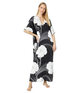 Natori NATORI Sakura Print Caftan in Black White , Size X-Small Size XS - Picture 1 of 1