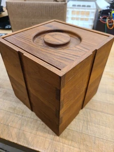 Vintage Kalmar Teak Wood 8” Ice Bucket Bar Box Polymer Lined Mid Century Modern - Picture 1 of 3