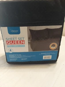 Sábanas tamaño queen negras a cuadros en relieve 4 piezas interiores por diseño - Imagen 1 de 3