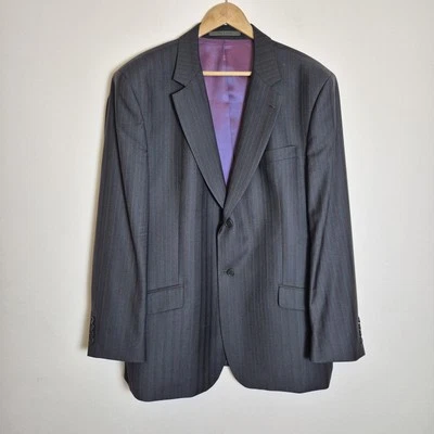 Ted Baker 46 R Dark Grey Stripe 100% Wool Blazer Jacket *Flaws* - Image 1 of 4