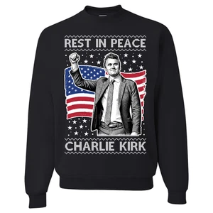 Ugly Christmas Sweater | Rest In Peace Charlie Kirk | Xmas Sweater - Picture 1 of 7