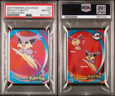 2004 POKEMON ADVANCED DELCATTY/SKITTY ACTION CARDS LENTICULAR • PSA 10 - POP 2 - Image 1 of 2