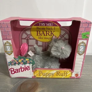Mattel Barbie Puppy Ruff 1993 #11069 Original Grey Furry Dog Barking Schnauzer - Picture 1 of 13