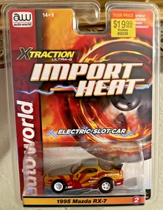 Auto World Import Heat 1995 Mazda RX-7 Gold/Red HO Scale Slot Car New - Picture 1 of 8