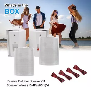 4* Herdio 6.5" Outdoor Passive Speakers Waterproof Wired Wall Mount Speakers - Picture 1 of 28