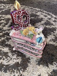 2003 Blue Sky Clayworks 50th Birthday Cake Slice Tealight Cover Heather Goldminc - Picture 1 of 12