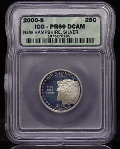 2000-S New Hampshire State Silver Quarter ICG PR69 DCAM - Picture 1 of 4