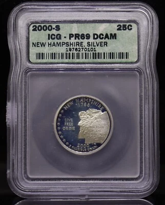 2000-S New Hampshire State Silver Quarter ICG PR69 DCAM - Image 1 of 4