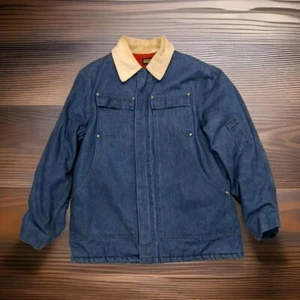 Toughskins By Carhartt Coat Mens XXL Blue Denim Corduroy USA Union Made Vintage  - Picture 1 of 17