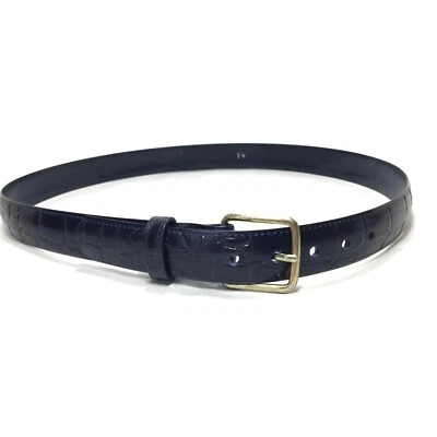 Cinturón Para Mujer Pequeño Azul De Colección Estampado de Cocodrilo Informal Vestido Jeans Pantalón Hebilla Dorada Foto 1 de 4