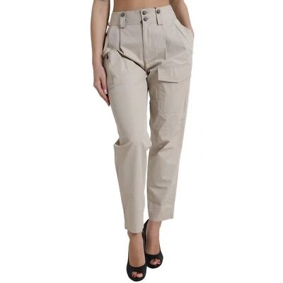 Pantalones DOLCE & GABBANA Beige Algodón Cintura Alta Pantalón Cónico IT40/US6/S 1050usd Foto 1 de 4