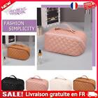 Quilted Cosmetic Bag Large Capacity PU Leather Cotton Bag Zipper for Gym Fitness