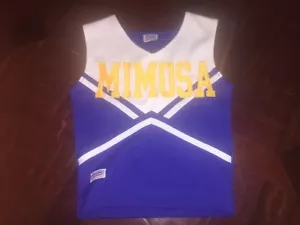 MIMOSA Royal Blue, Yellow, Wht Cheerleading UNIFORM TOP - CHASSE' SPORT 25" Bust - Picture 1 of 2