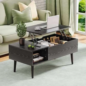 Sweetcrispy Lift Top Coffee Storage Wood Tables with Hidden Compartment Small Di - Picture 1 of 11