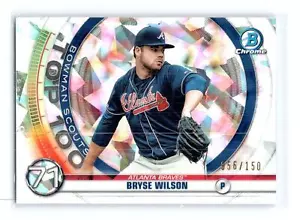 2020 Bowman #BTP-71 Bryse Wilson Chrome Scouts Top 100 Atomic Refractor /150 - Picture 1 of 2