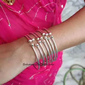Thick West Indian Bangles, 7 Set Of Bangles, 925 Sterling Silver Bangles, West I - Picture 1 of 10