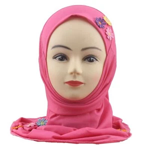 Muslim Kids Girls Hijab Scarf Flower Turban Hat Cap Shawls Wrap Headscarf 2-6Y - Picture 1 of 47