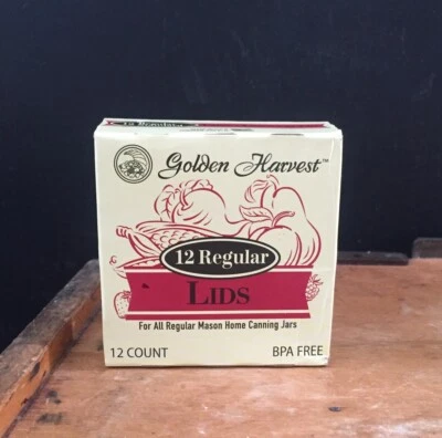 Tapas de enlatado Golden Harvest boca regular 12 NUEVO tarro de albañil bola Kerr sin BPA  Foto 1 de 4