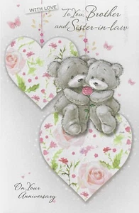 BROTHER AND SISTER IN LAW WEDDING ANNIVERSARY CARD 9 X 6 INCHES - Picture 1 of 2