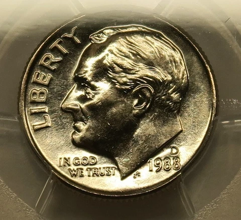1988 D Roosevelt Dime PCGS MS66FB Free Shipping Cover