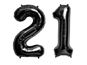 16" 21 Black Number Balloons 21st Birthday Party Anniversary Foil Balloon Decor - Picture 1 of 1