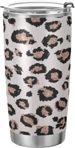 ALAZA 20Oz Pink Leopard Glitter Gepard Tumbler with Lid and Straws,Stain - Picture 1 of 8