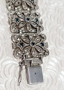 Jenna Nicole signiertes Armband Sterling weiß-blau Art Deco Stil Zirkonia - Bild 1 von 6