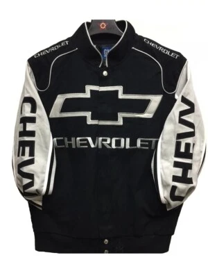 Chaqueta Chevrolet Chevy Racing Algodón Sarga Negra Diseño JH Nueva Auténtica Foto 1 de 4