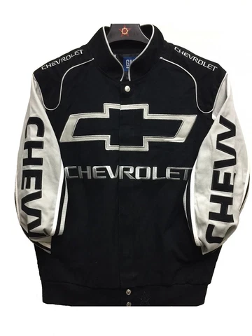 Chevrolet Chevy Racing Cotton Twill Black Jacket  JH Design New Authentic Cover
